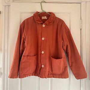 OlderBrother chore coat, persimmon & beet dye, unisex M